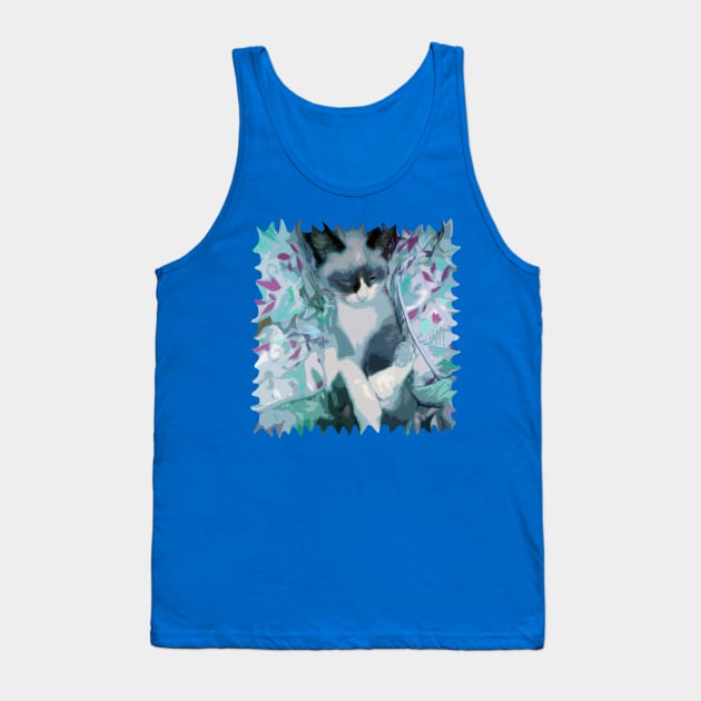 Nestled Kitten in Comforter Cloud Tank Top by distortionart